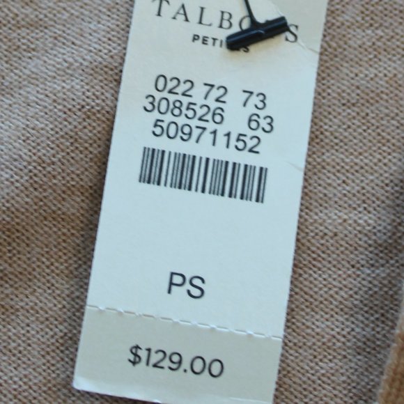 (NWT) Talbots Tan Open Front Cardigan Duster Longline Merino Wool, PS - Picture 11 of 11